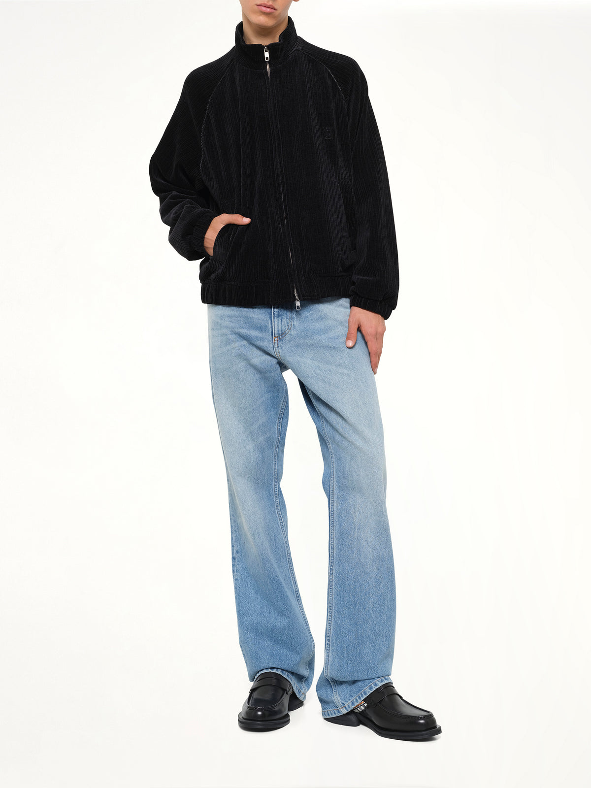 Velvet Track Top in Black