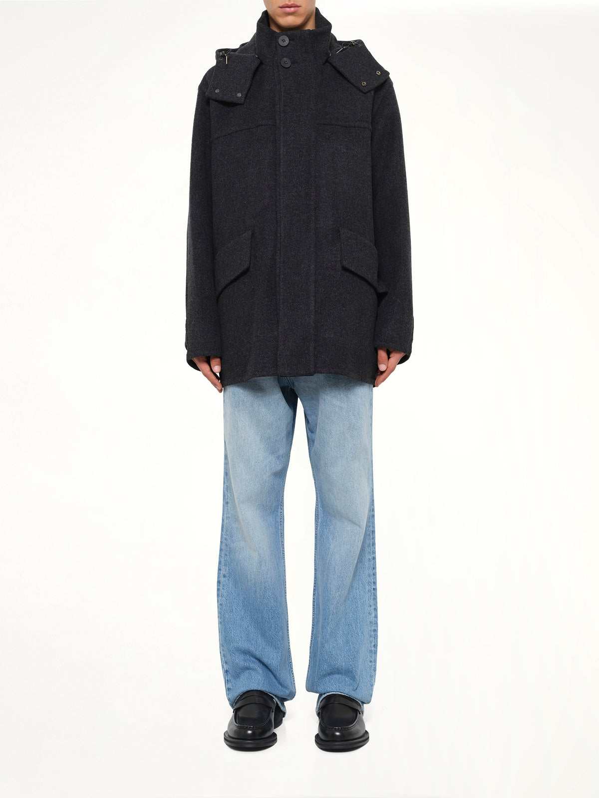 Wool Cashmere Parka in Grey