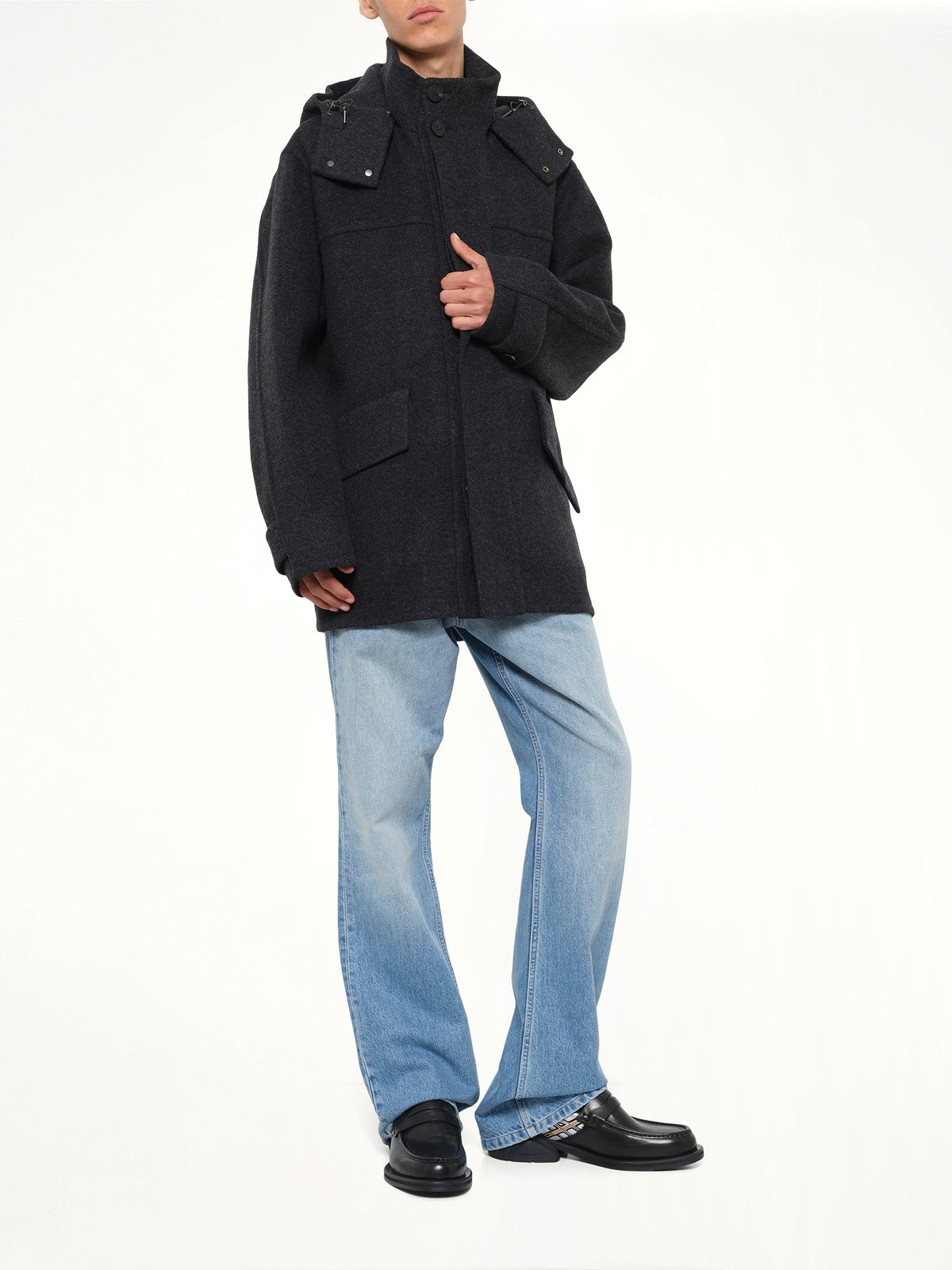 Wool Cashmere Parka in Grey