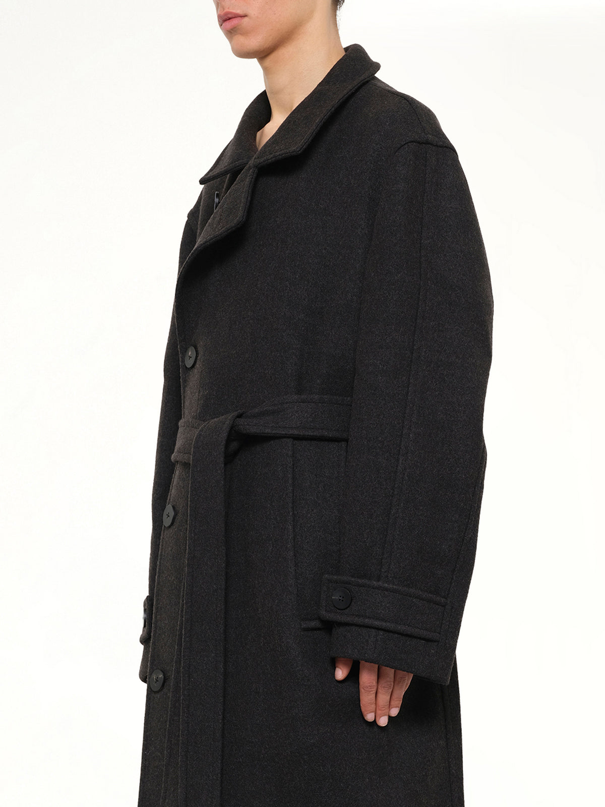 Wool Long Coat in Mud