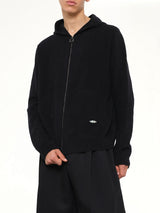 Wool Zipped Hoodie in Black
