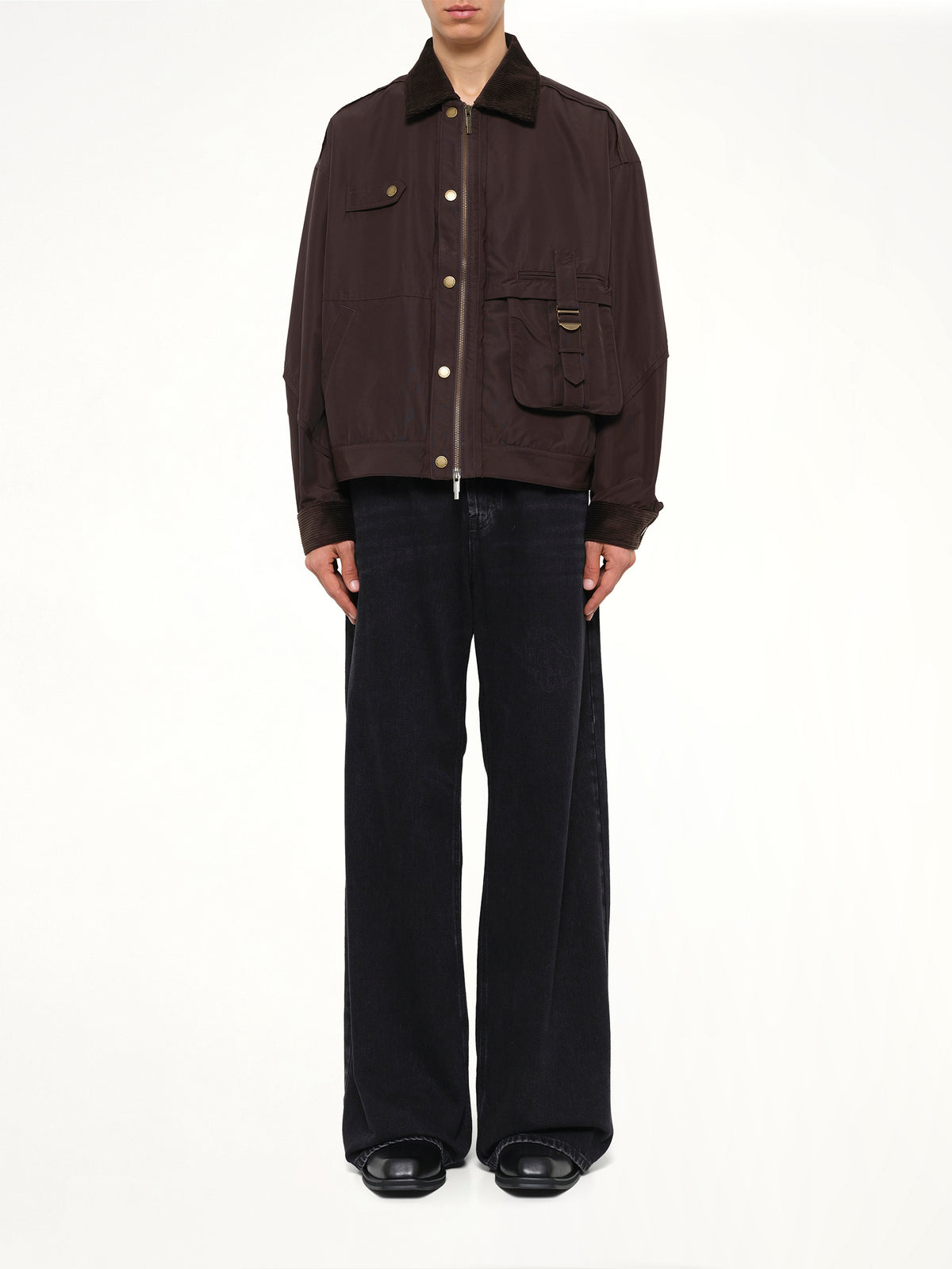 Workwear Jacket with Double Fastening in Brown