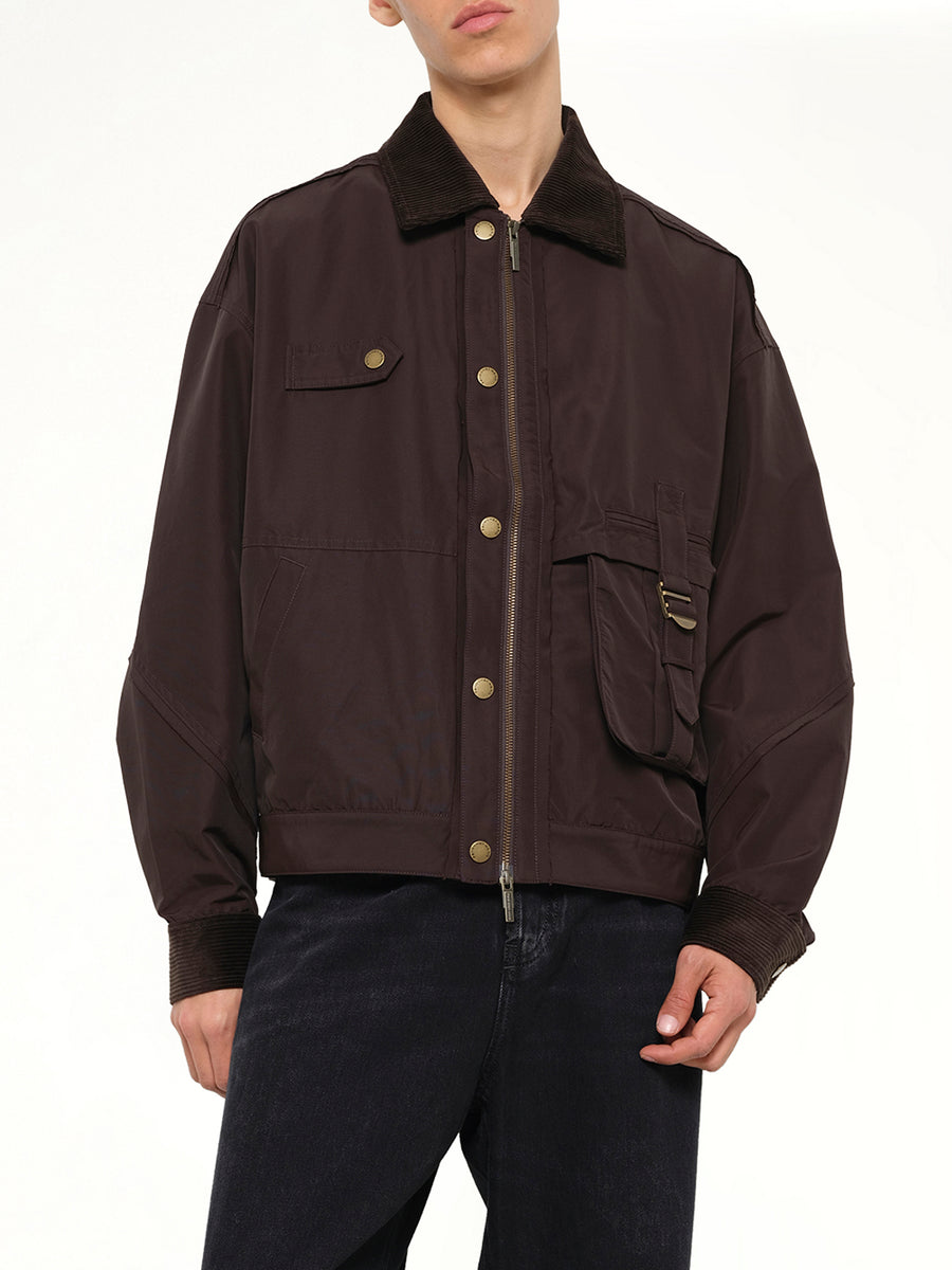 Workwear Jacket with Double Fastening in Brown