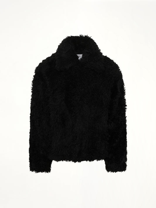 Sinister Mouth Faux Fur Jacket in Black