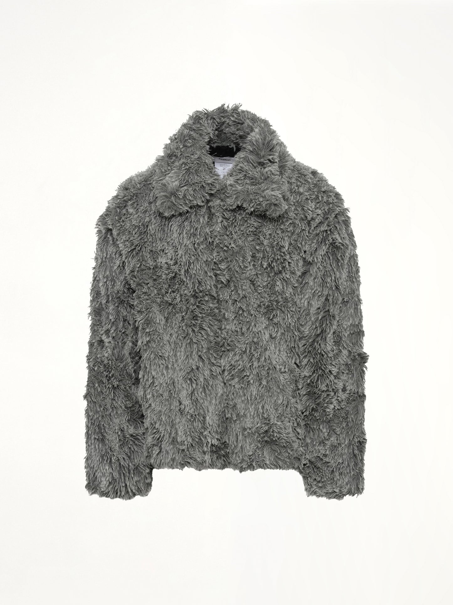Sinister Mouth Faux Fur Jacket in Grey