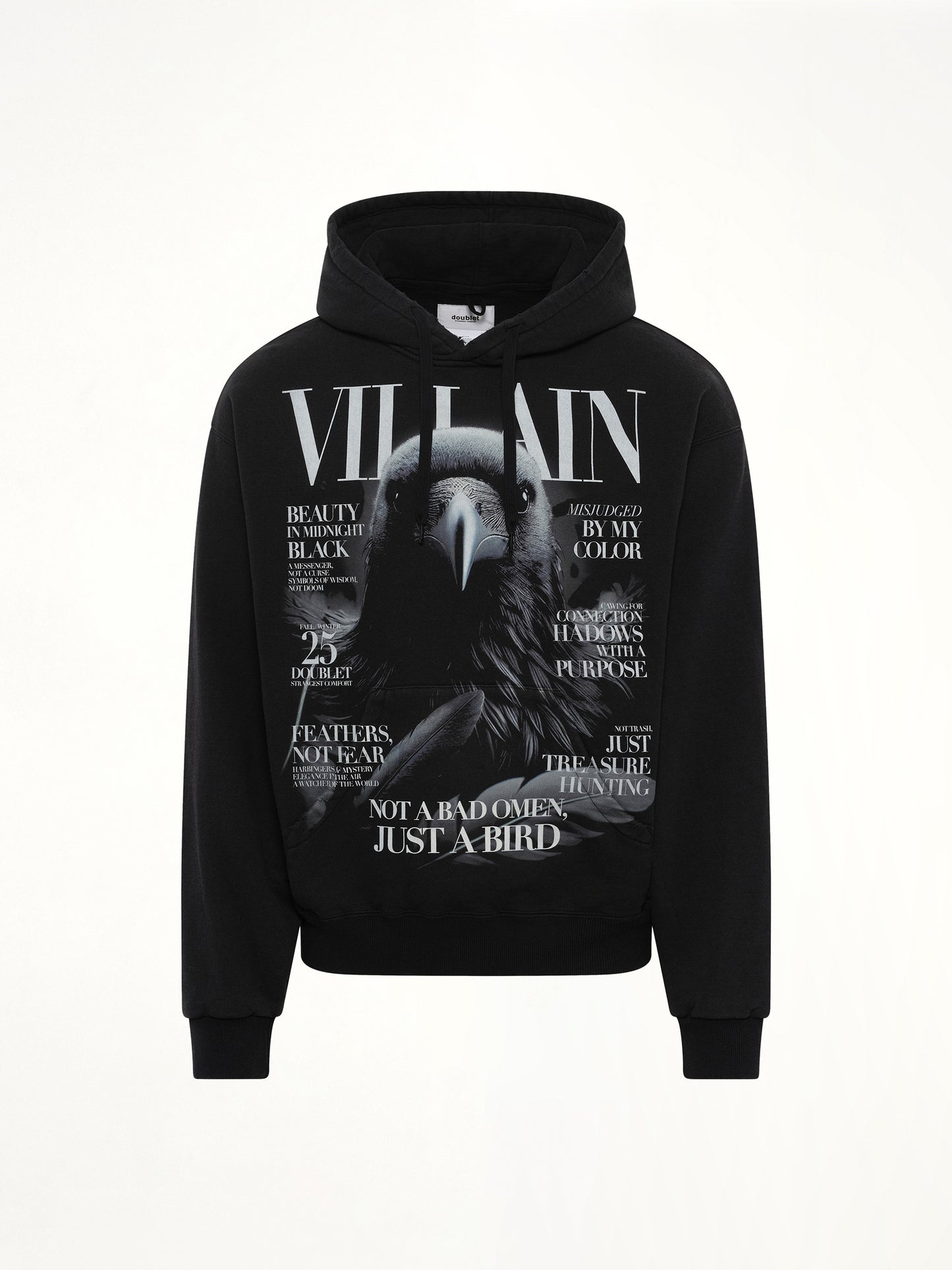 Villain Cover Print Hoodie in Black