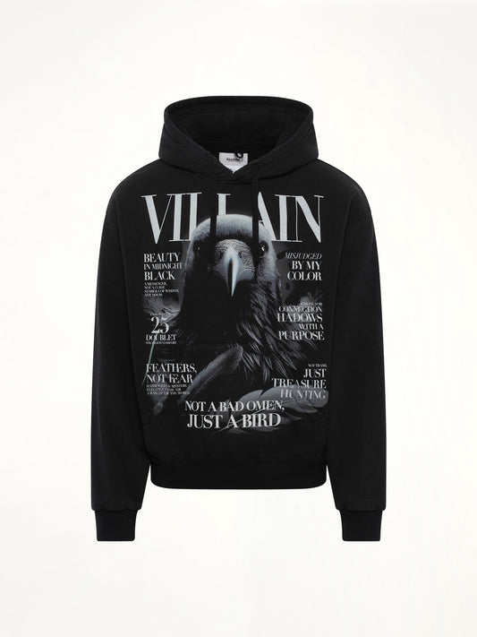 Villain Cover Print Hoodie in Black