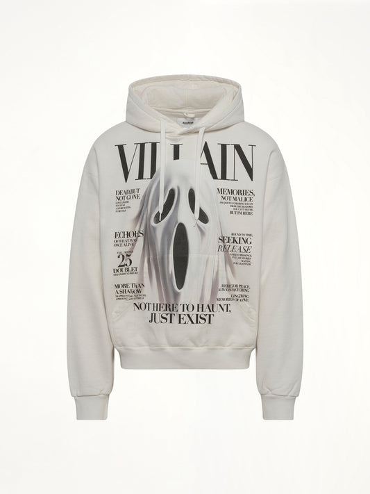Villain Cover Print Hoodie in White