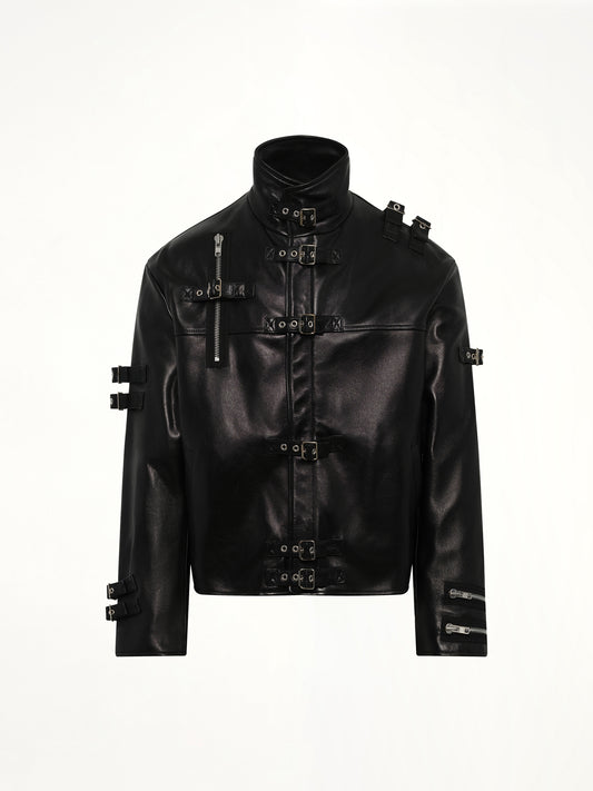 Buckle Overload Leather Jacket in Black
