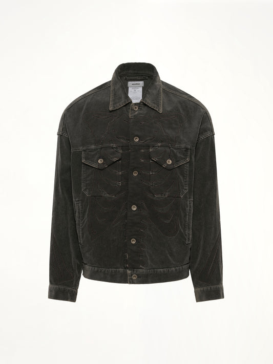 Bone Applique Corduroy Jacket in Grey