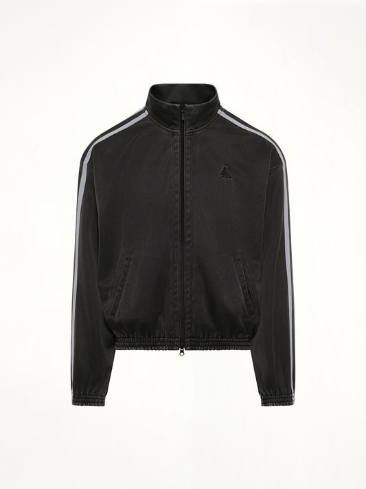 Faded Black Track Jacket in Grey