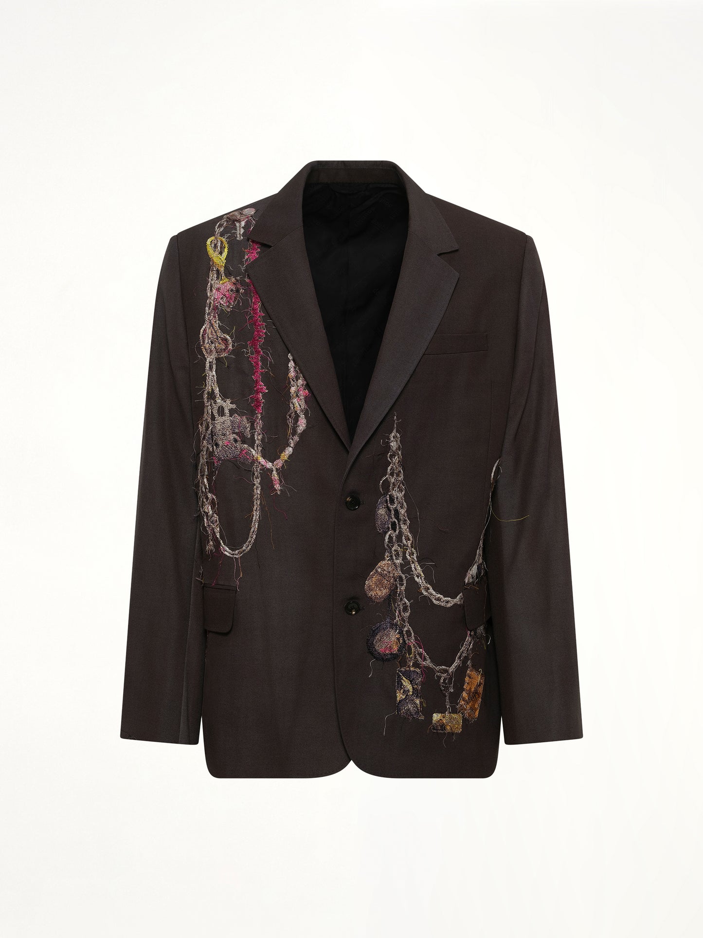 Embroidered Chain Tailored Jacket in Charcoal