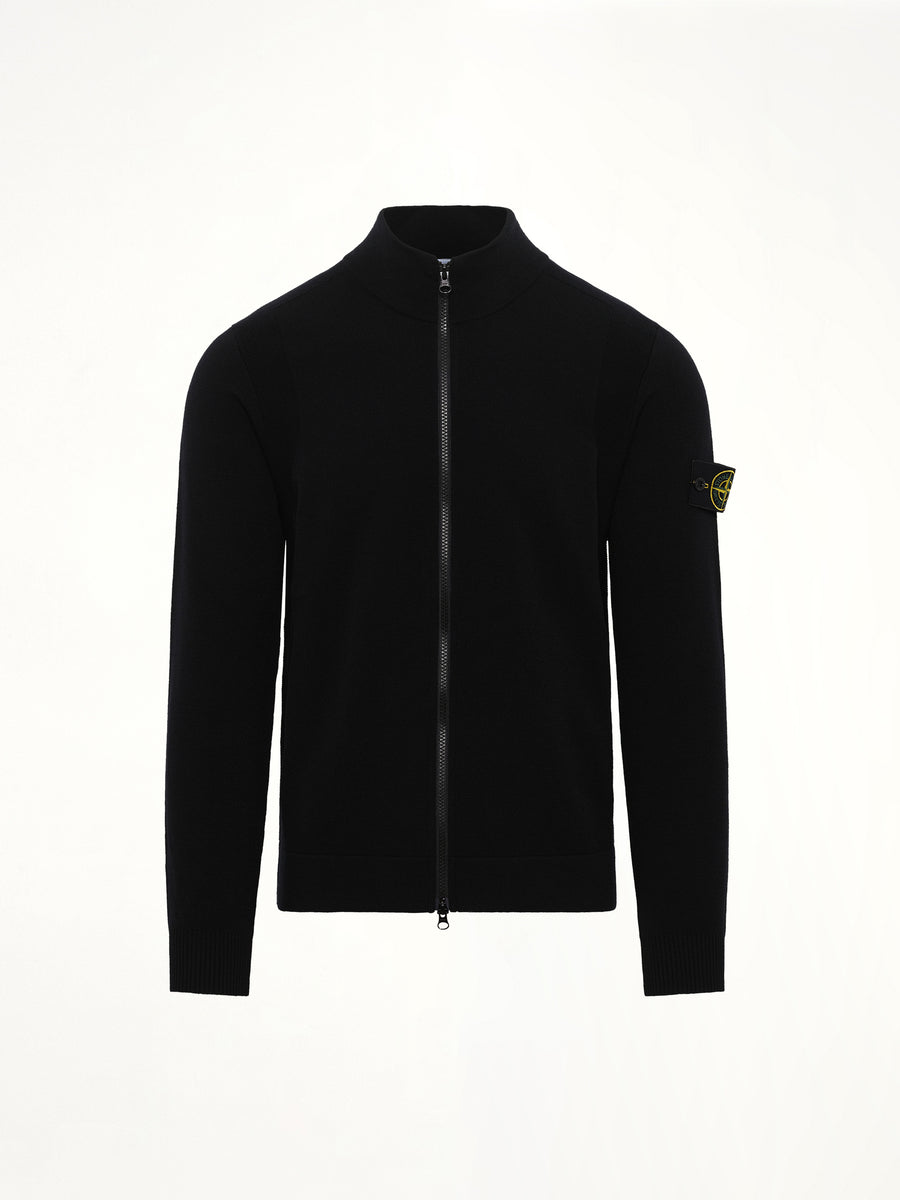 510006 Strech Wool Cardigan in Black