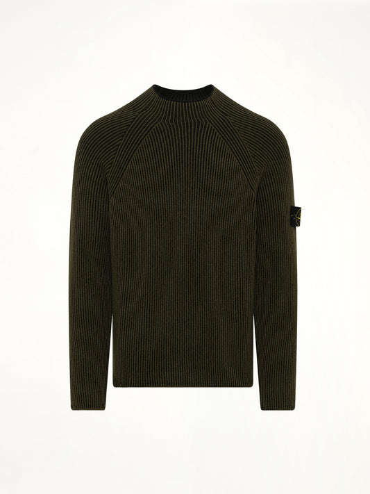 510002 Wool Crew Neck Sweater in Military Green