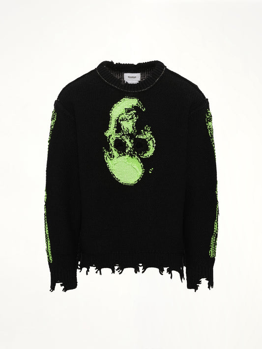 Glow-In-The-Dark Skull Knit Pullover in Black