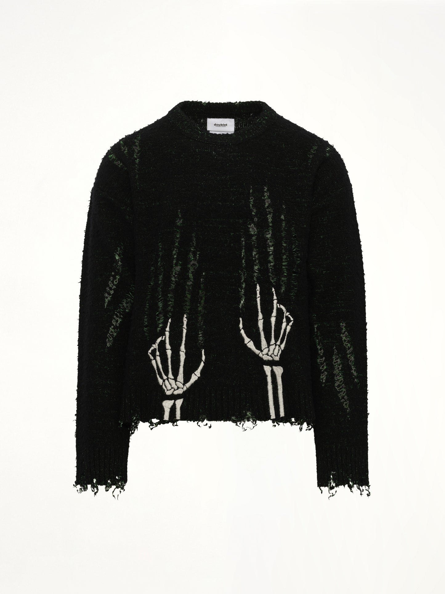 Skelton Scratch Knit Pullover in Black
