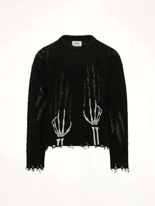 Skelton Scratch Knit Pullover in Black