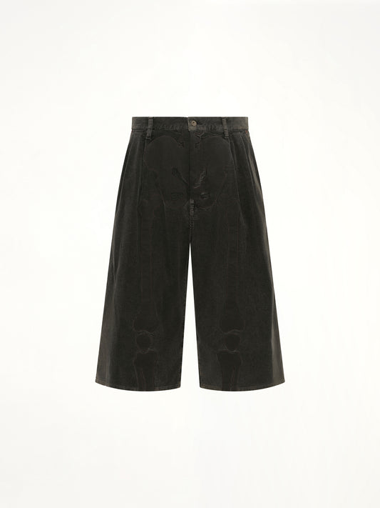 Bone Applique Corduroy Croppedpants in Grey