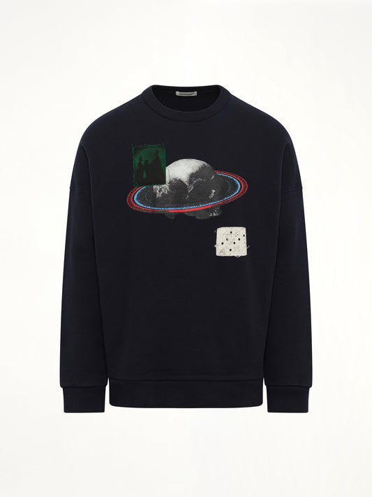 Graphic Patches Sweatshirt in Navy
