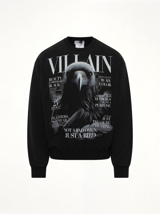 Villain Cover Print Sweat Shirt in Black