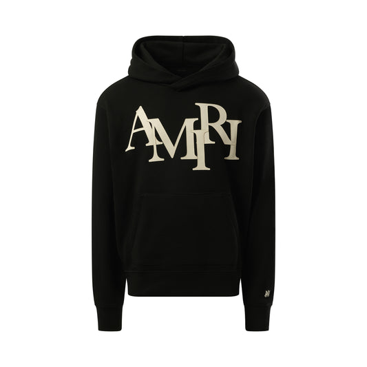 Amiri Staggered Hoodie in Black/White