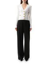 Balmain Buttoned Knit Crop Cardigan in White