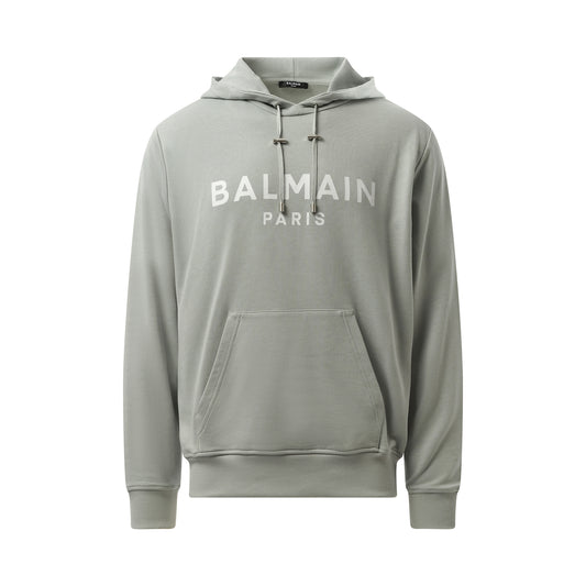 Balmain Print Hoodie in Grey/White