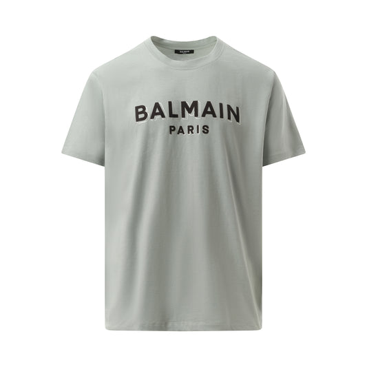 Balmain Flock & Foil T-Shirt in Grey/Black