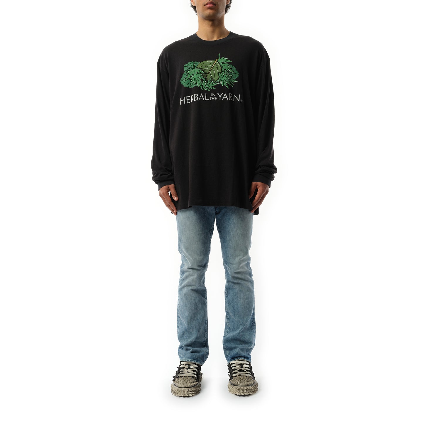 "Herbal in the Yarn" Long Sleeve T-Shirt in Black