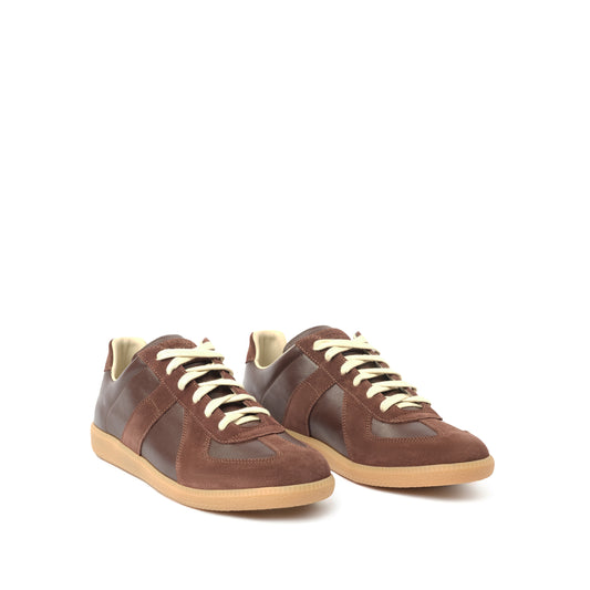 Replica Leather Sneaker in Chic Brown