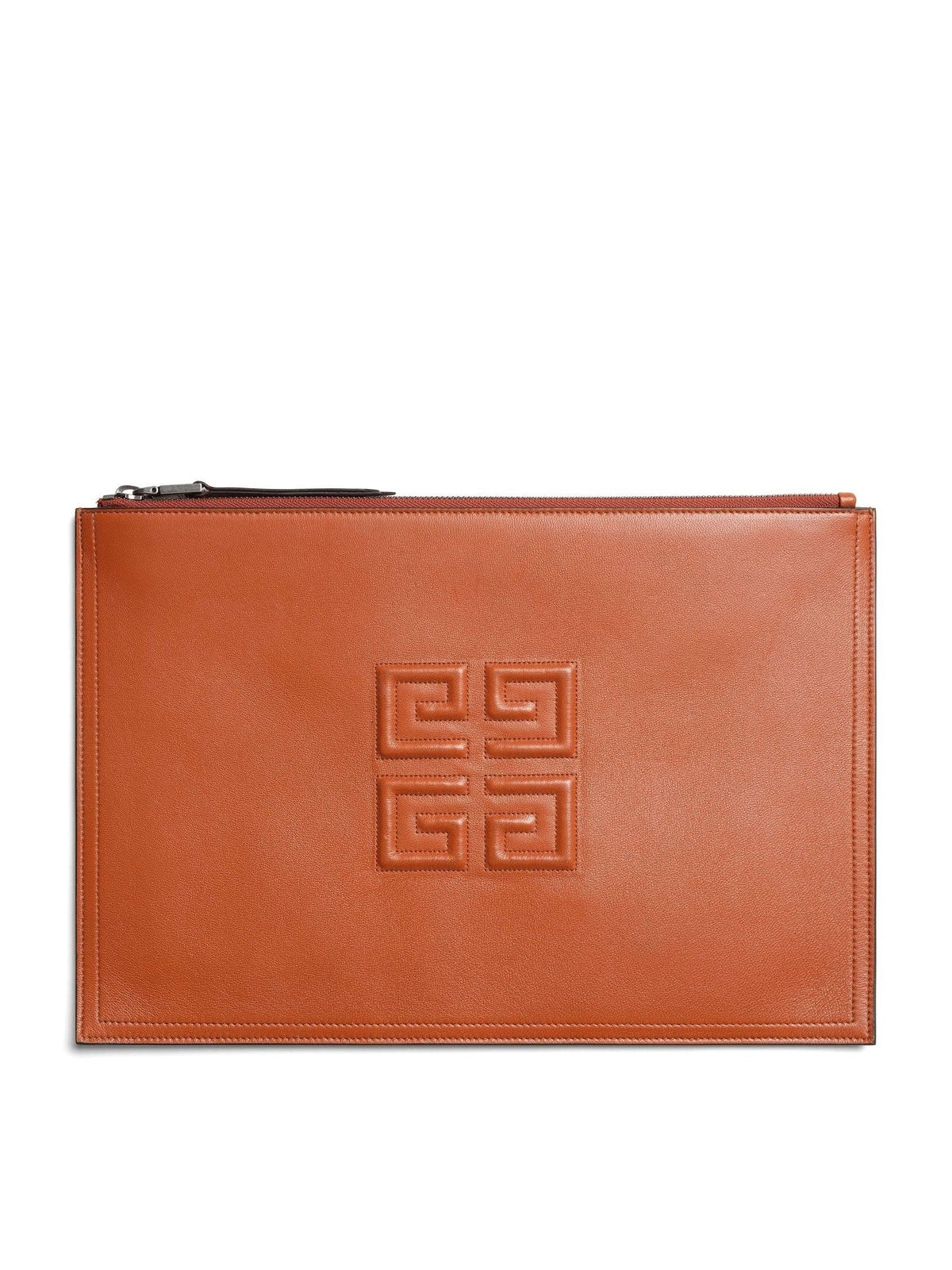 4G Embroidered Pouch in Chestnut