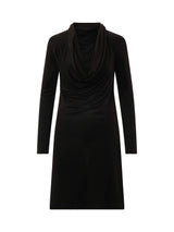 Cowl Liquid Dress in Black