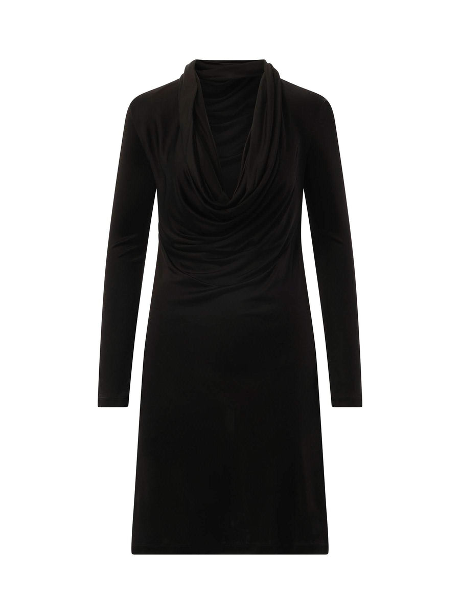 Cowl Liquid Dress in Black