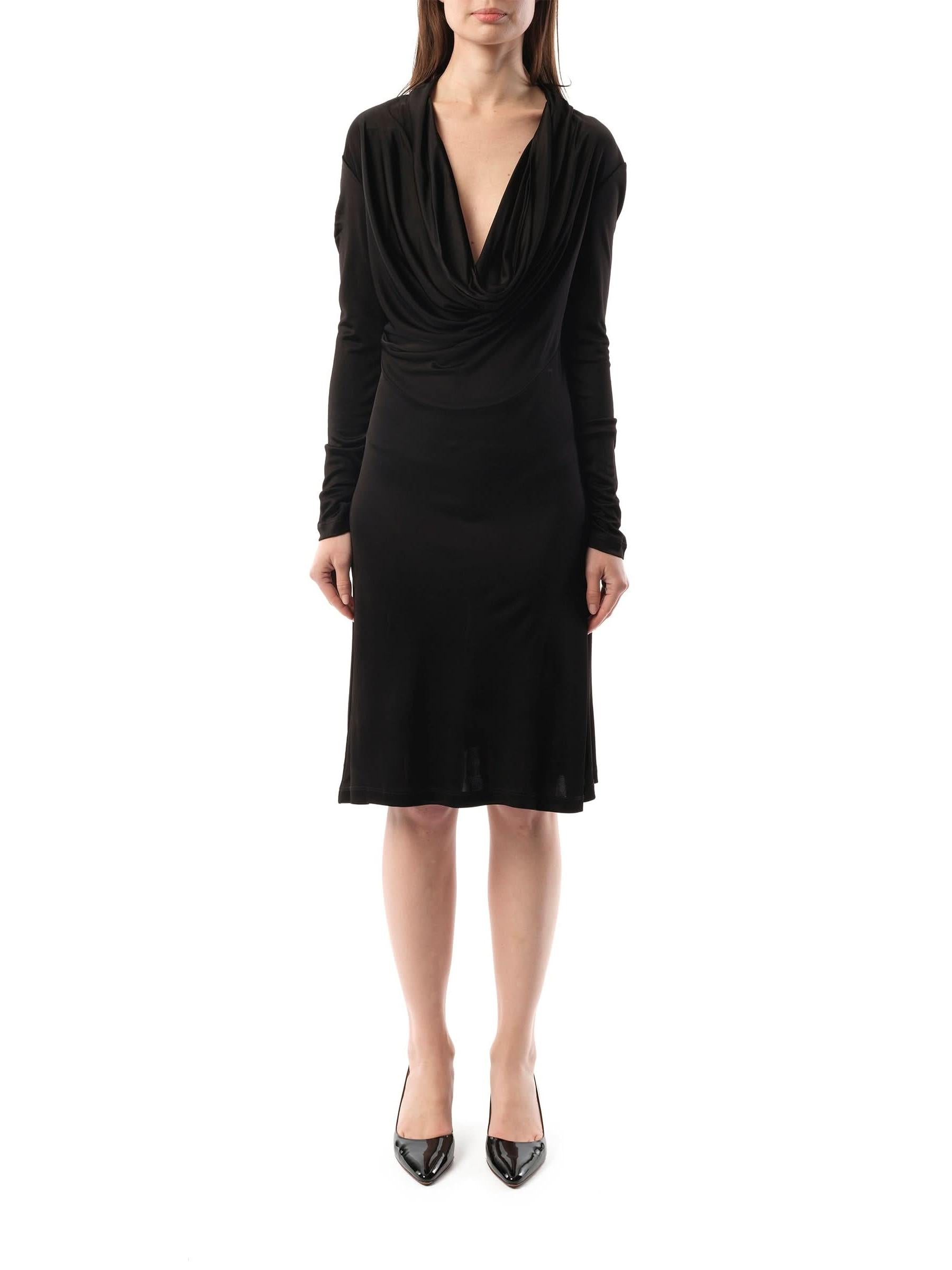 Cowl Liquid Dress in Black