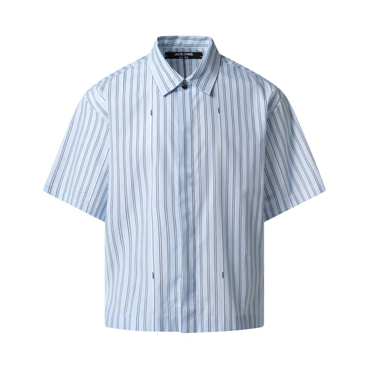 La Chemise Manches Courte in Blue Stripe