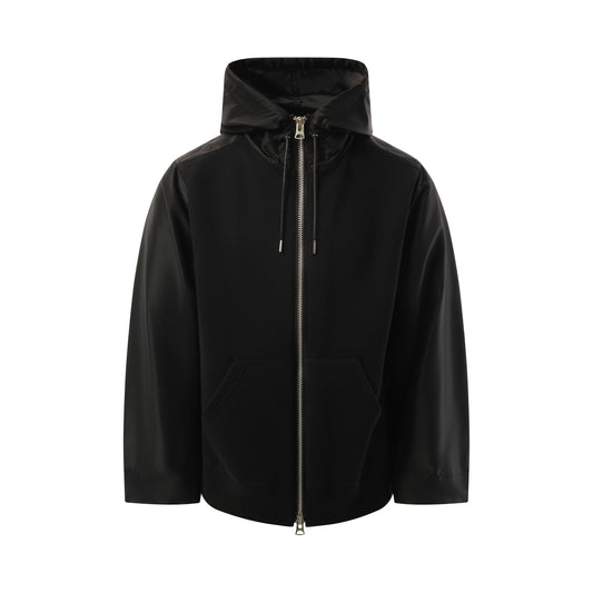 Balloon Nylon Twill x Sponge Sweat Hoodie in Black