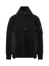 Sacai Sponge Sweat Nylon Twill Hoodie in Black