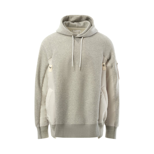 Sponge Sweat Nylon Twill Hoodie in Light Gray