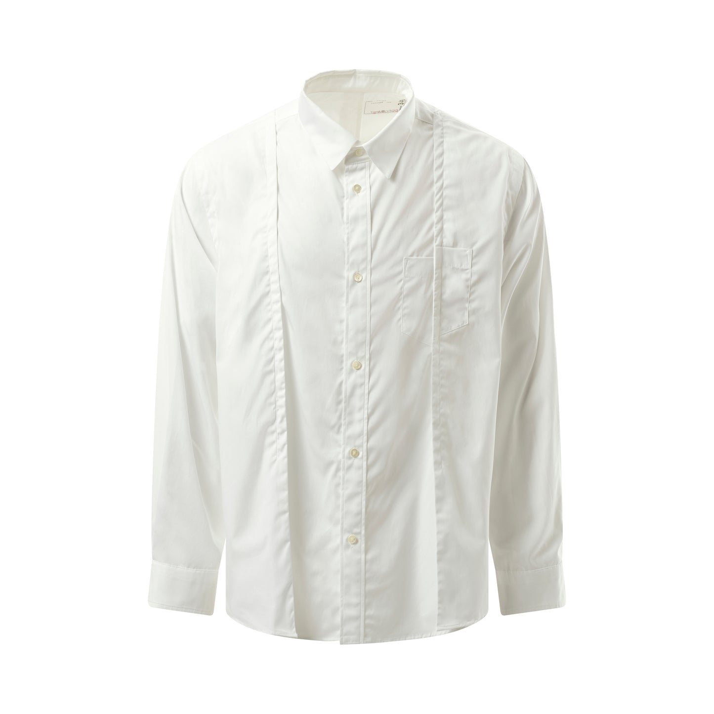 Cotton Poplin Pleated Shirt in Off White