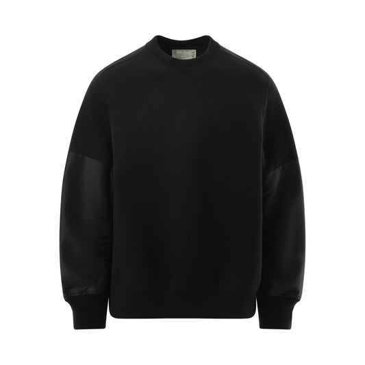 Nylon Twill x Sponge Sweatshirt in Black