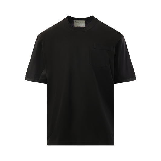 Nylon Twill Cotton Jersey T-Shirt in Black