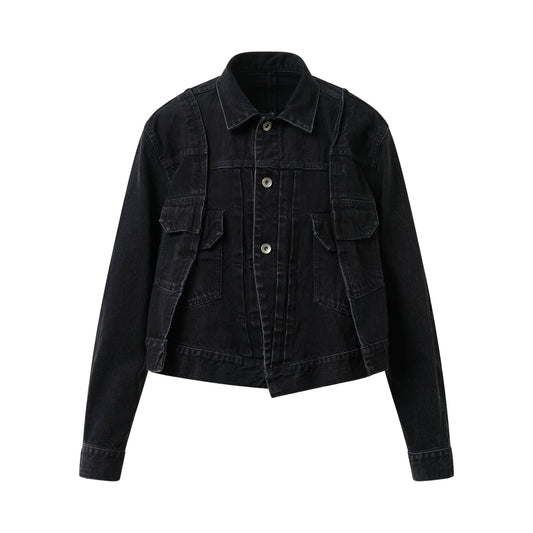 Reconstructed Denim Jacket in Black