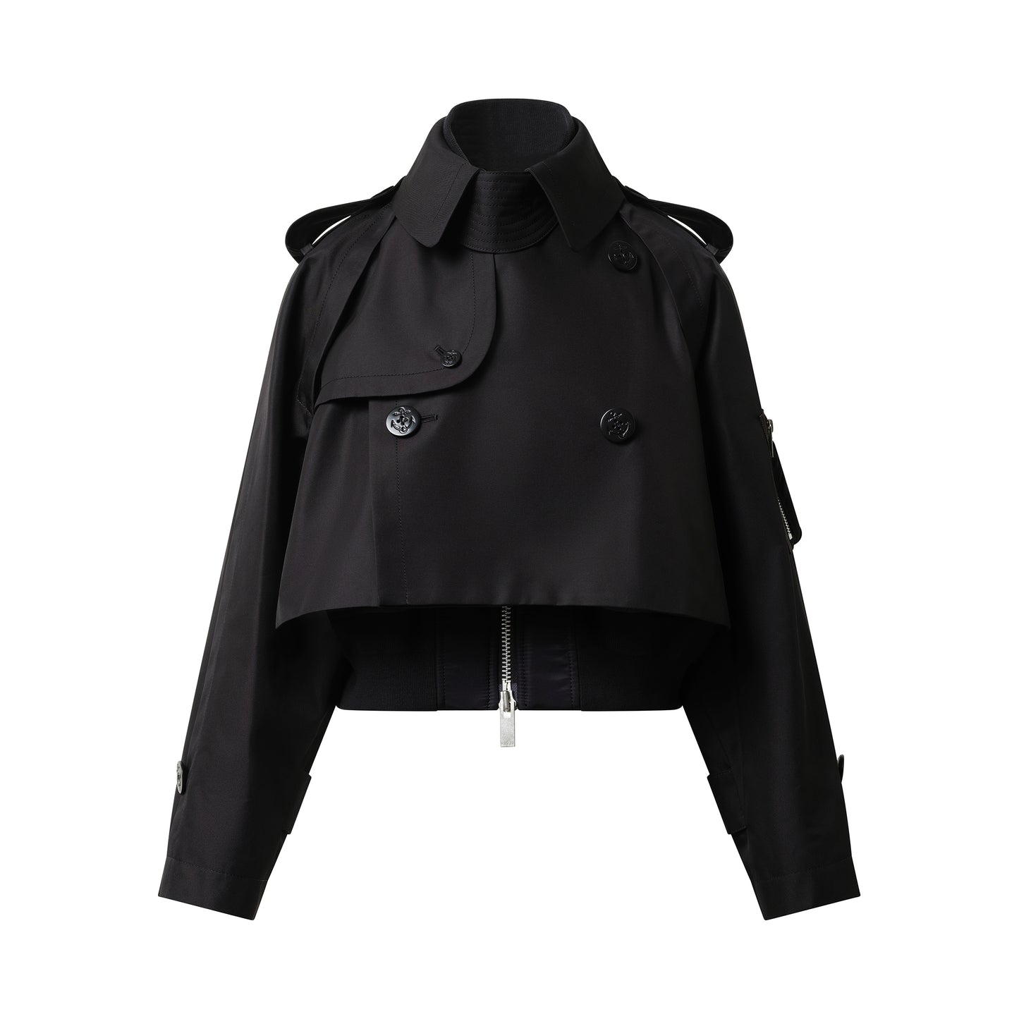 Cotton Gabardine x Nylon Twill Blouson in Black