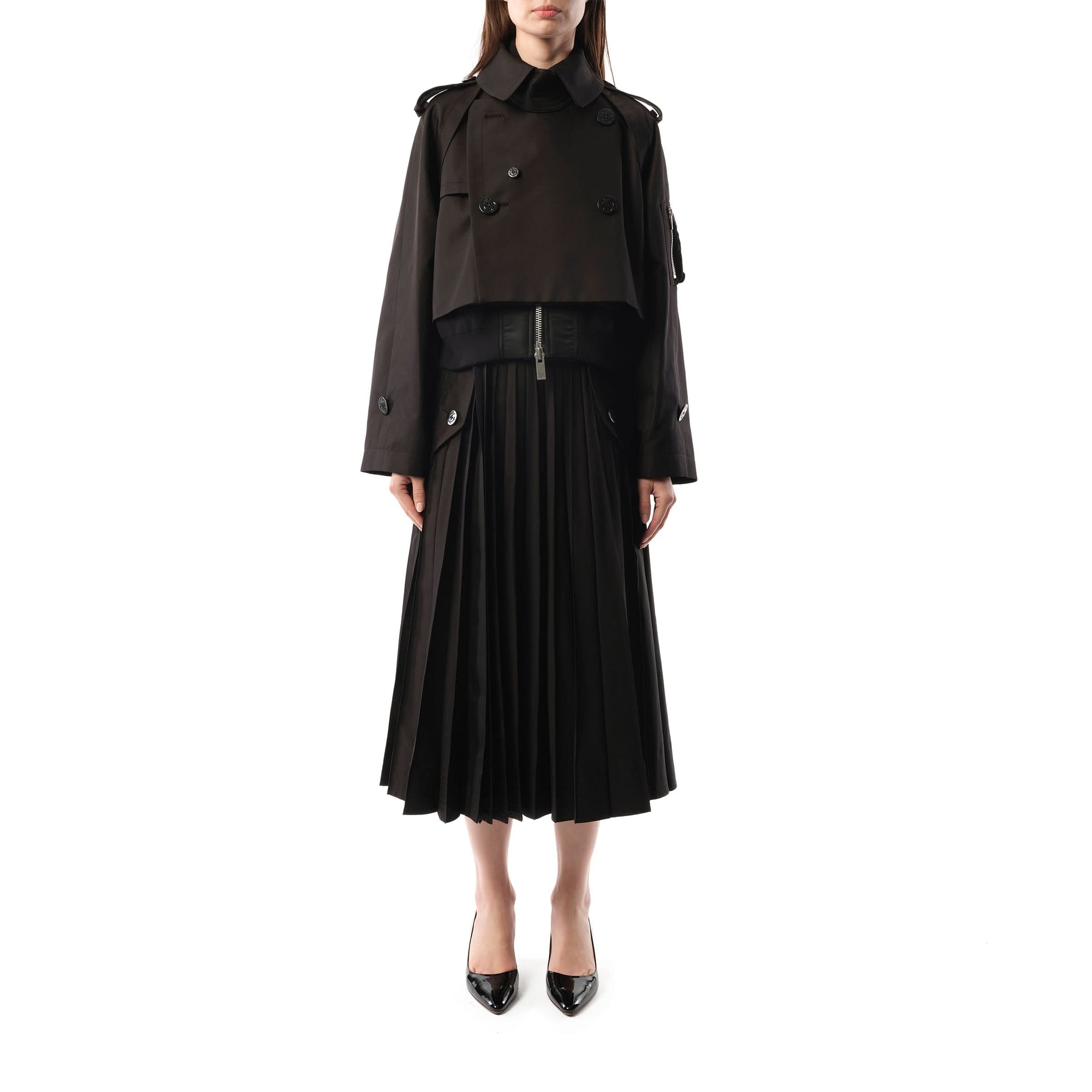 Cotton Gabardine x Nylon Twill Blouson in Black