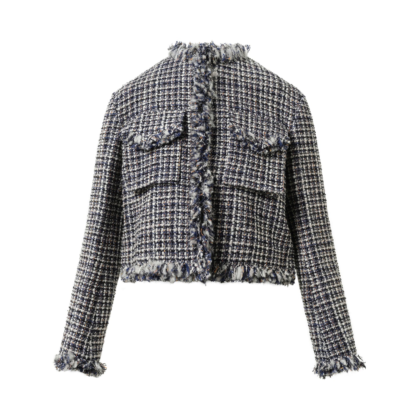 Tweed Jacket in Off White/Blue