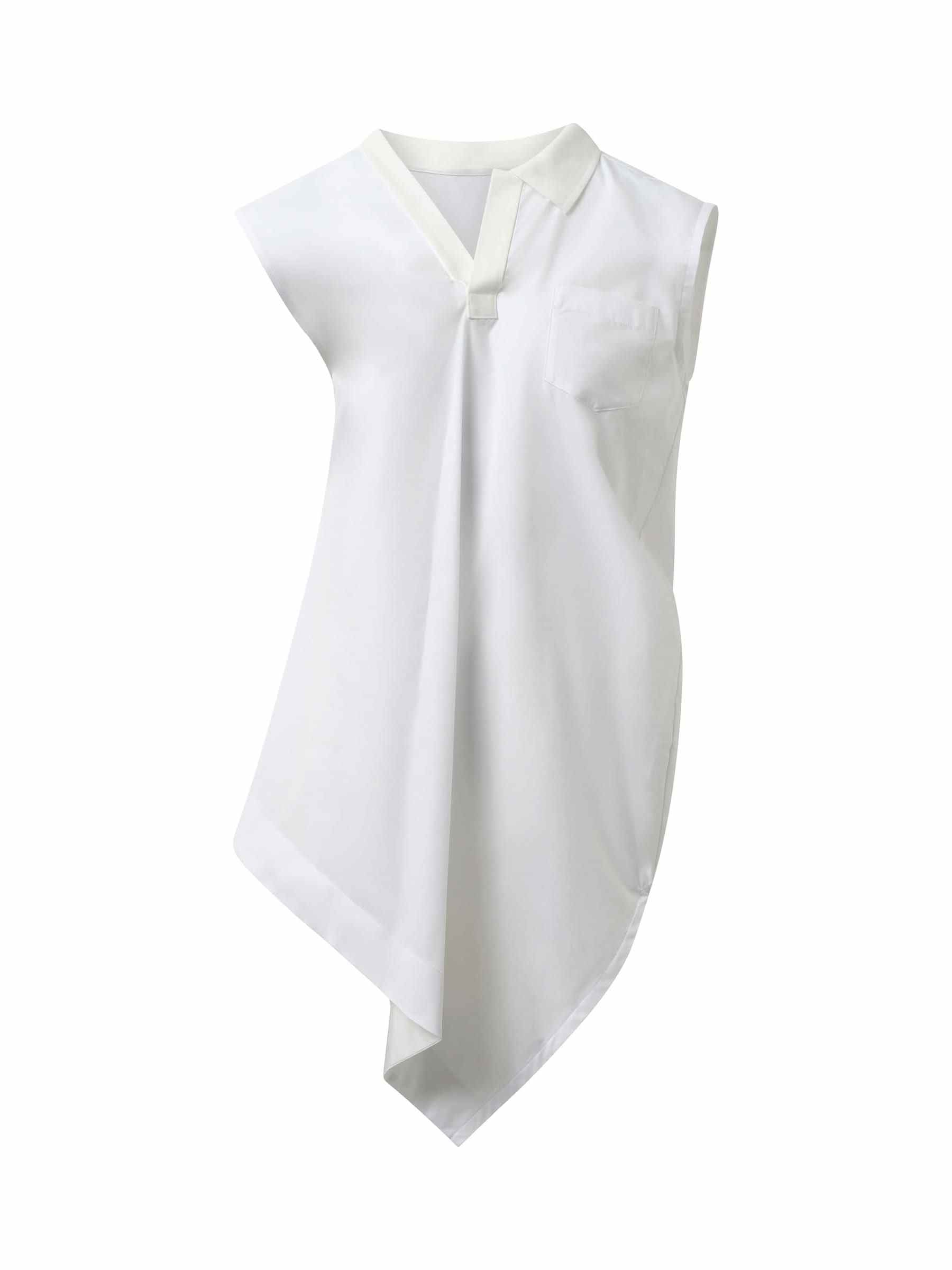 Cotton Poplin Polo Shirt in Off White