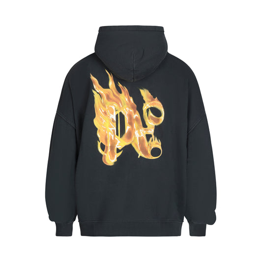 Back Burning Monogram Hoodie in Black/Gold