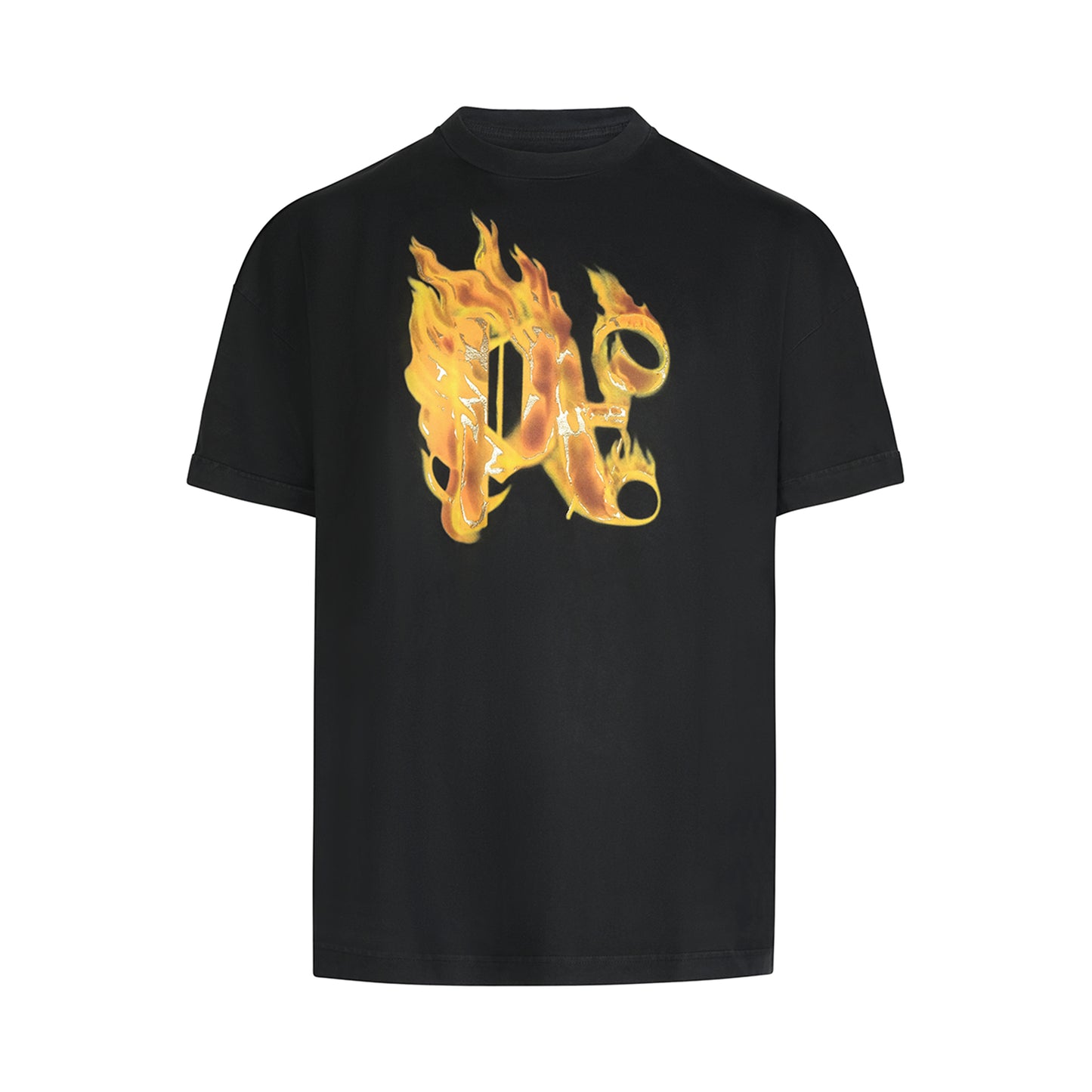 Burning Monogram T-Shirt in Black/Gold