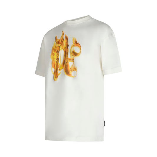 Burning Monogram T-Shirt in Off White