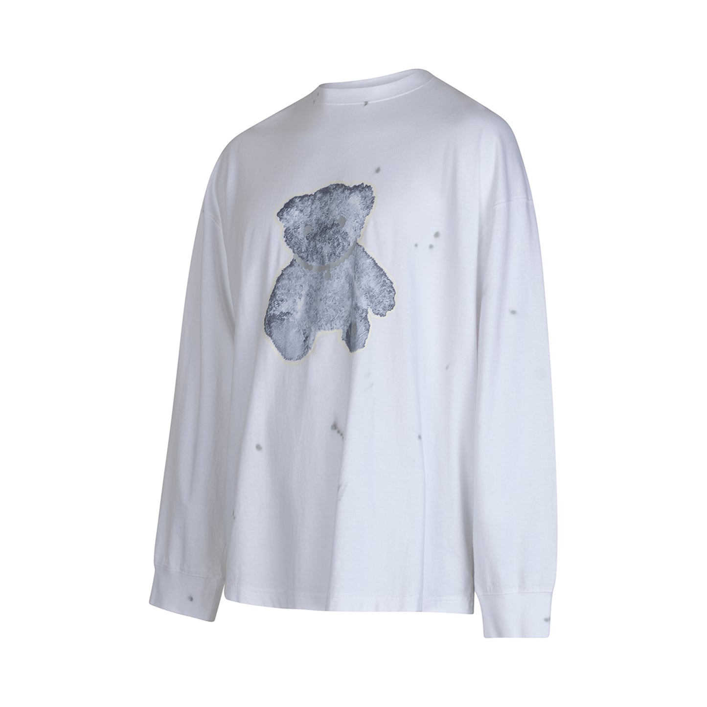 Pearl Necklace Teddy Long Sleeve T-Shirt in White